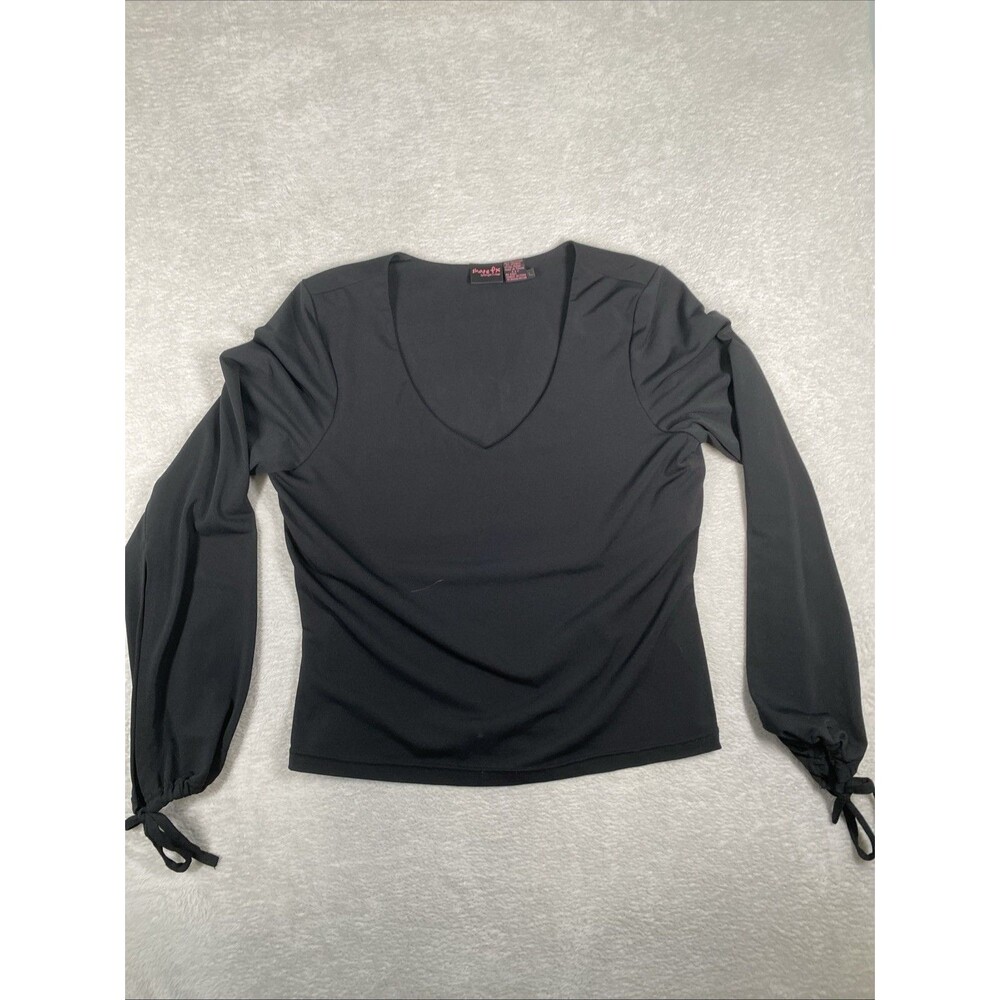 Shape FX Newport News Top Size Large Black Long Sleeve Drawstring Peasant